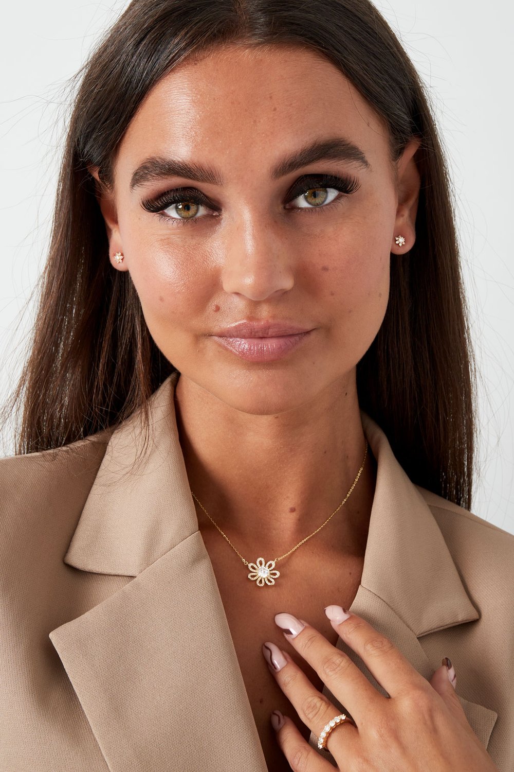 necklace rhinestones flower h5Picture4